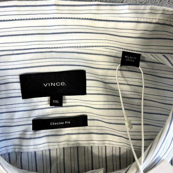 Vince Men's XXL Classic Fit Striped Button Up Short Sleeve NWT - Picture 5 of 12
